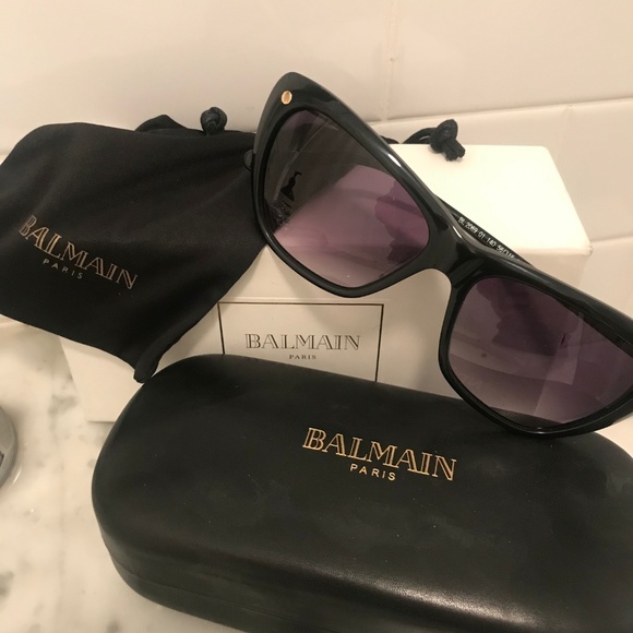 SOLD Balmain Black Cateye Sunglasses with Gold - Picture 2 of 5